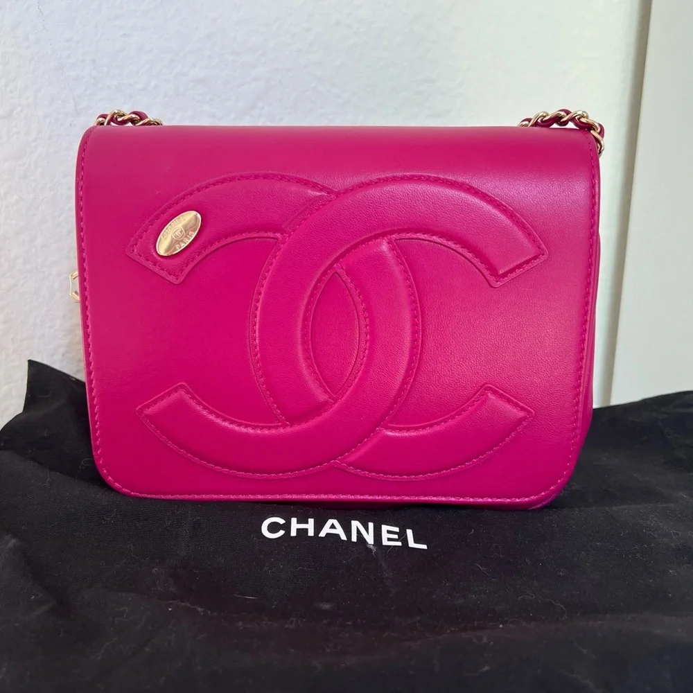 Chanel Lambskin CC Mania Flap Bag in Pink